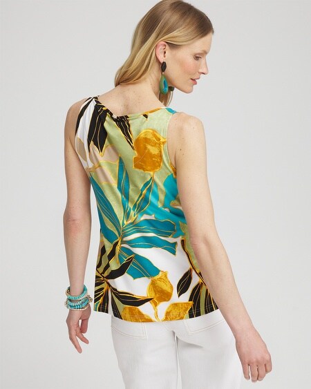 Shop Chico's Touch Of Cool Palms Polished Tank Top In Oceano Size 16/18 |