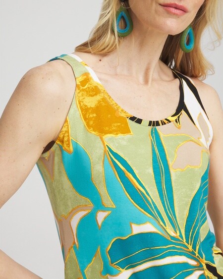 Shop Chico's Touch Of Cool Palms Polished Tank Top In Oceano Size 20/22 |