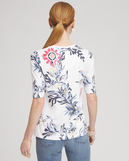Shop Chico's Floral Artisan Tee In White Size Xxl |