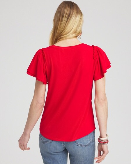 Shop Chico's Embellished Star Tee In Madeira Red Size 8/10 |