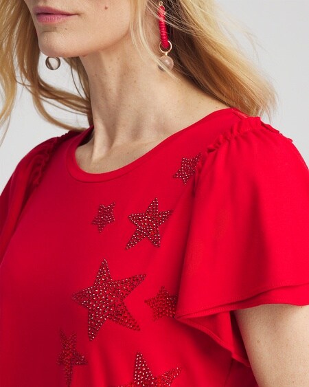 Shop Chico's Embellished Star Tee In Madeira Red Size 4/6 |