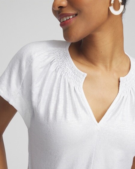 Shop Chico's Linen Stretch Metallic Tee In White Size Small |