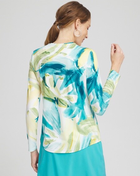 Shop Chico's Upf Sun Protection Printed Long Sleeve Top In Oceano Size 20/22 |  Zenergy Activewear