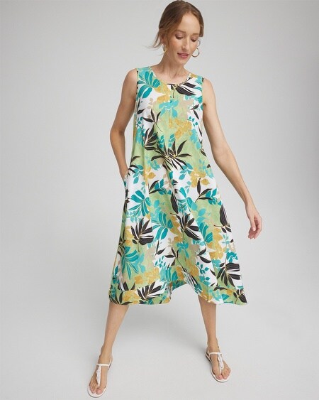 Shop Chico's Upf Sun Protection Sleeveless Leaves Dress In Oceano Size 12 |  Zenergy Activewear