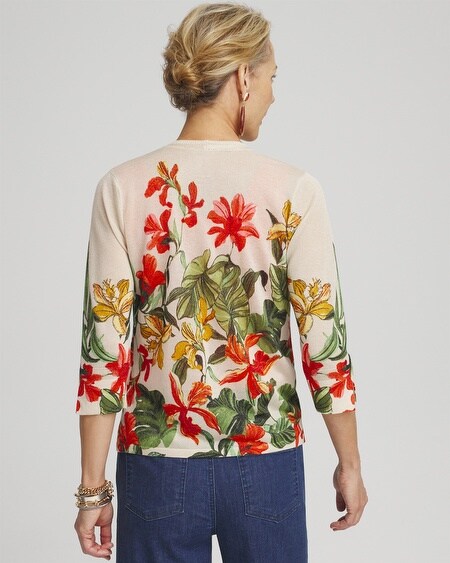 Shop Chico's Summer Romance Orchid Short Cardigan Sweater In Valencia Orange Size 12/14 |  In Blood Orange