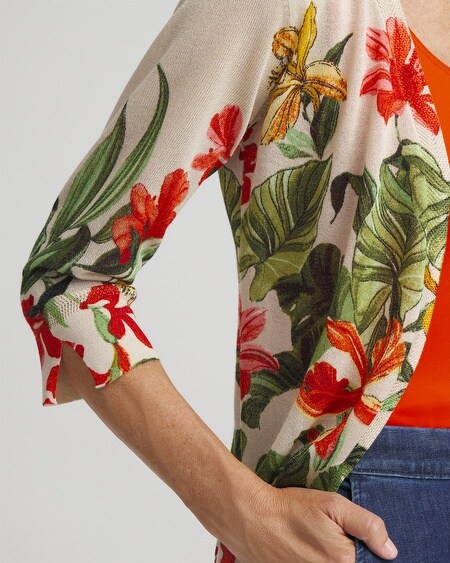 Shop Chico's Summer Romance Orchid Short Cardigan Sweater In Valencia Orange Size 16/18 |  In Blood Orange