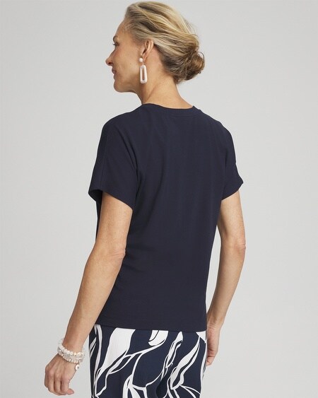 Shop Chico's Touch Of Cool Shoulder Detail Tee In Navy Blue Size 8/10 |
