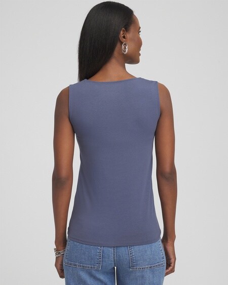 Shop Chico's Contour Cotton Square Neck Tank Top In Soft Slate Size 4/6 |  In Pink Anima