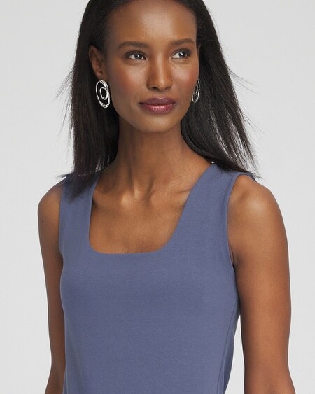 Shop Chico's Contour Cotton Square Neck Tank Top In Soft Slate Size 4/6 |  In Pink Anima