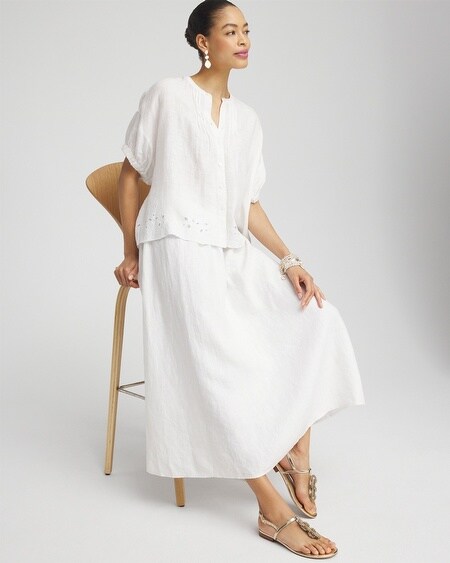 Shop Chico's Linen A-line Midi Skirt In White Size 20/22 |
