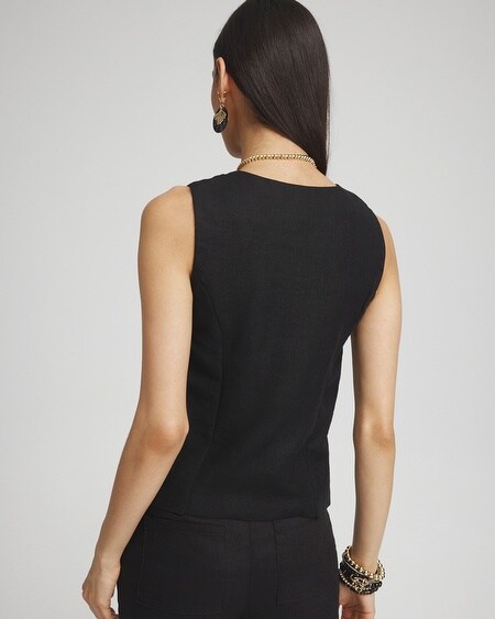 Shop Chico's Linen Shirt Vest In Black Size Xxl |