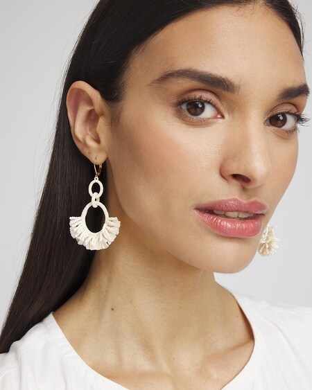 Shop Chico's No Droop White Raffia Wrap Earrings |  In Alabaster