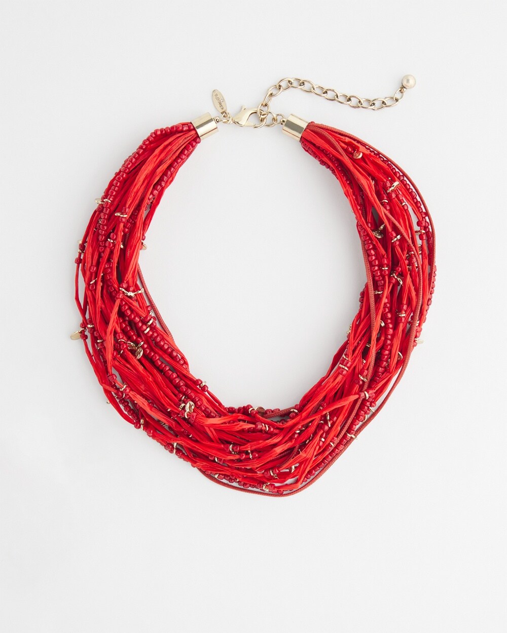 Red Raffia Beaded Necklace