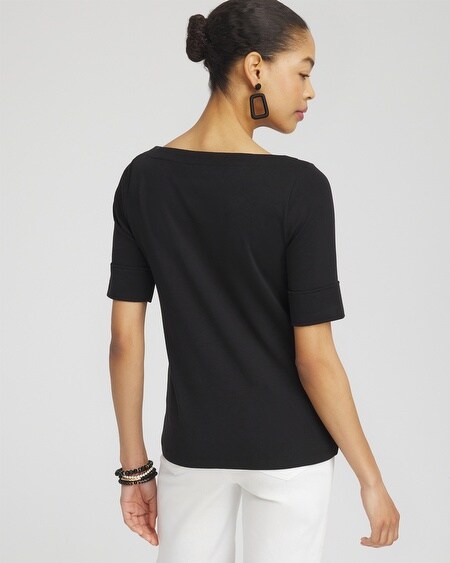 Shop Chico's Bateau Neck Tee In Black Size 12/14 |