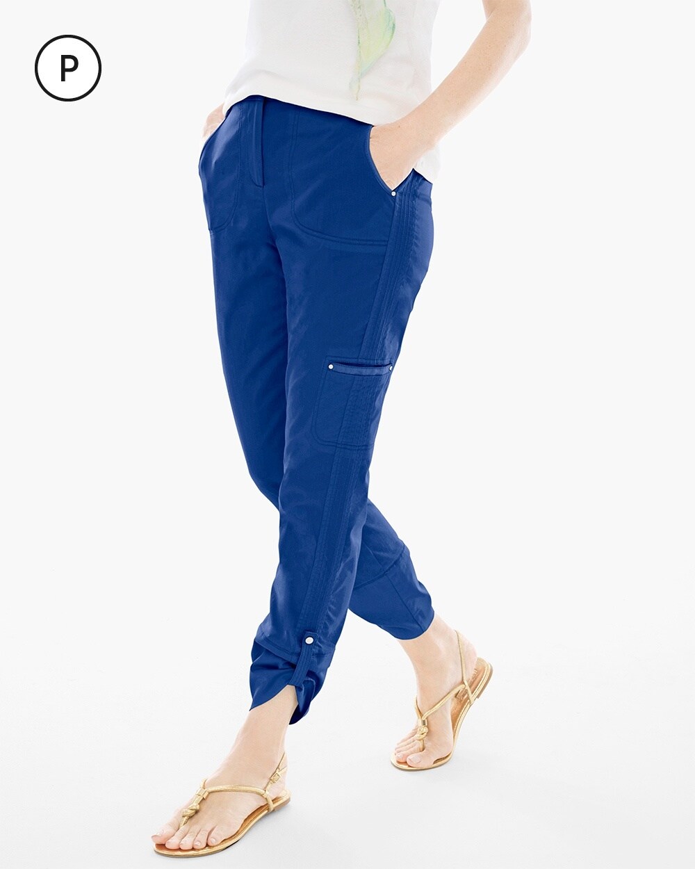 Petite Luxe Twill Utility Crop Pants