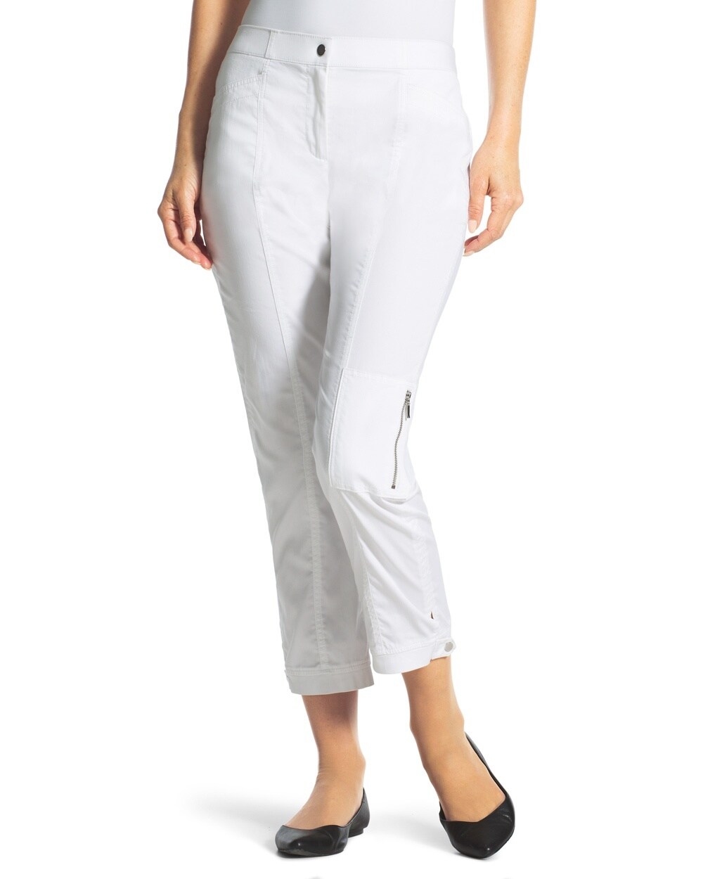 Zenergy Finely Tab-Detail Crop Pants in Optic White