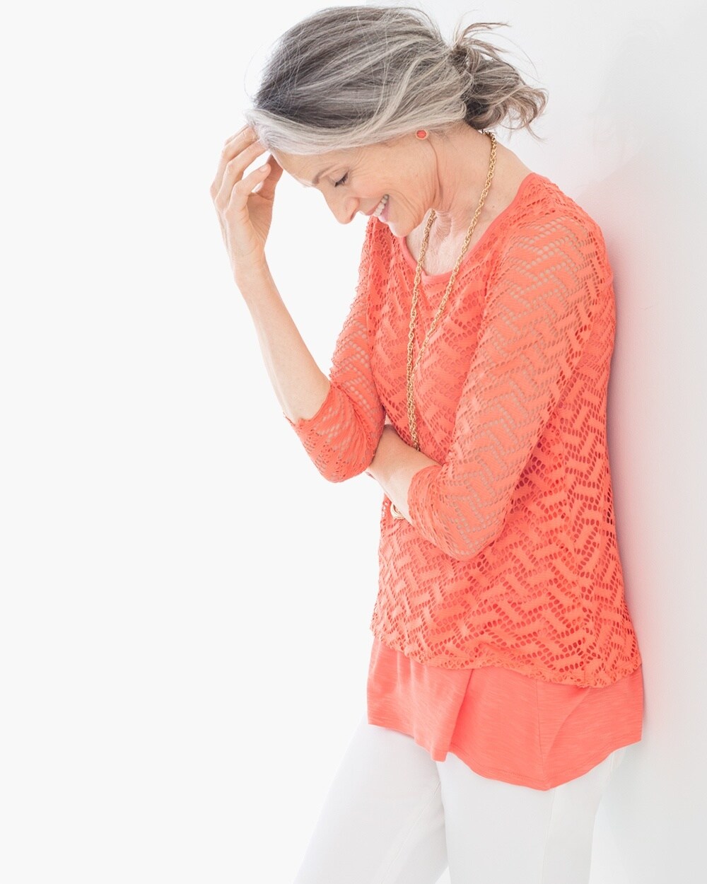 Textured Two-in-One Top in Sunrise Orange