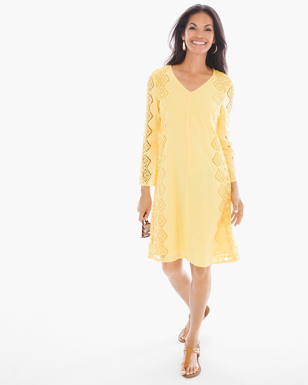 Side Lace Short Dress in Daffodil