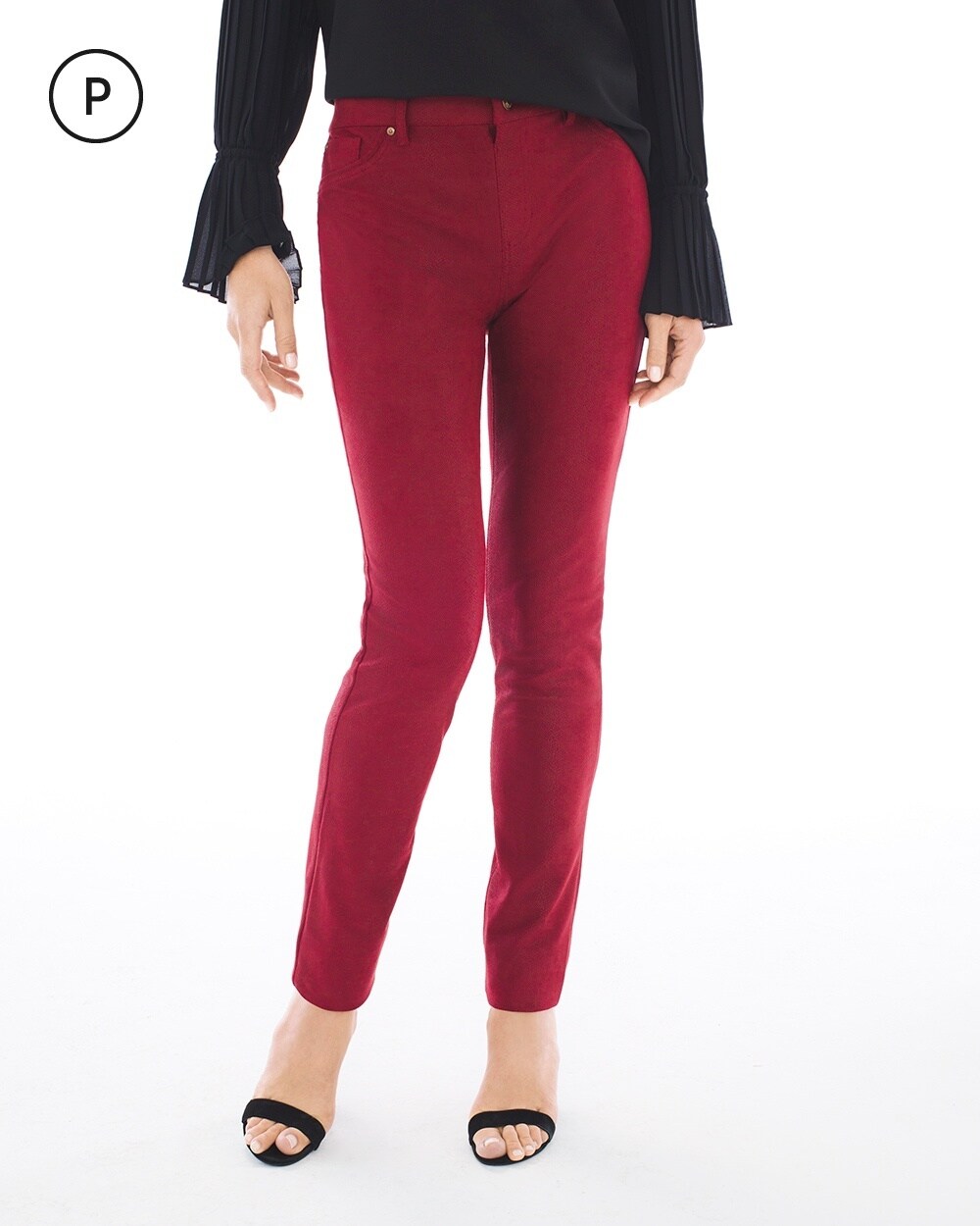 Petite Faux-Suede Knit Pants in Deep Red