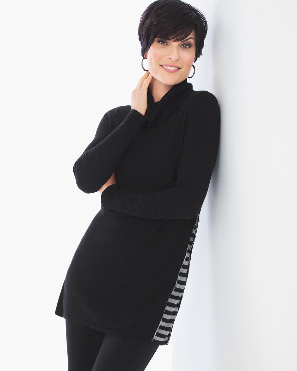 Zenergy Violette Stripe-Inset Sweater in Black