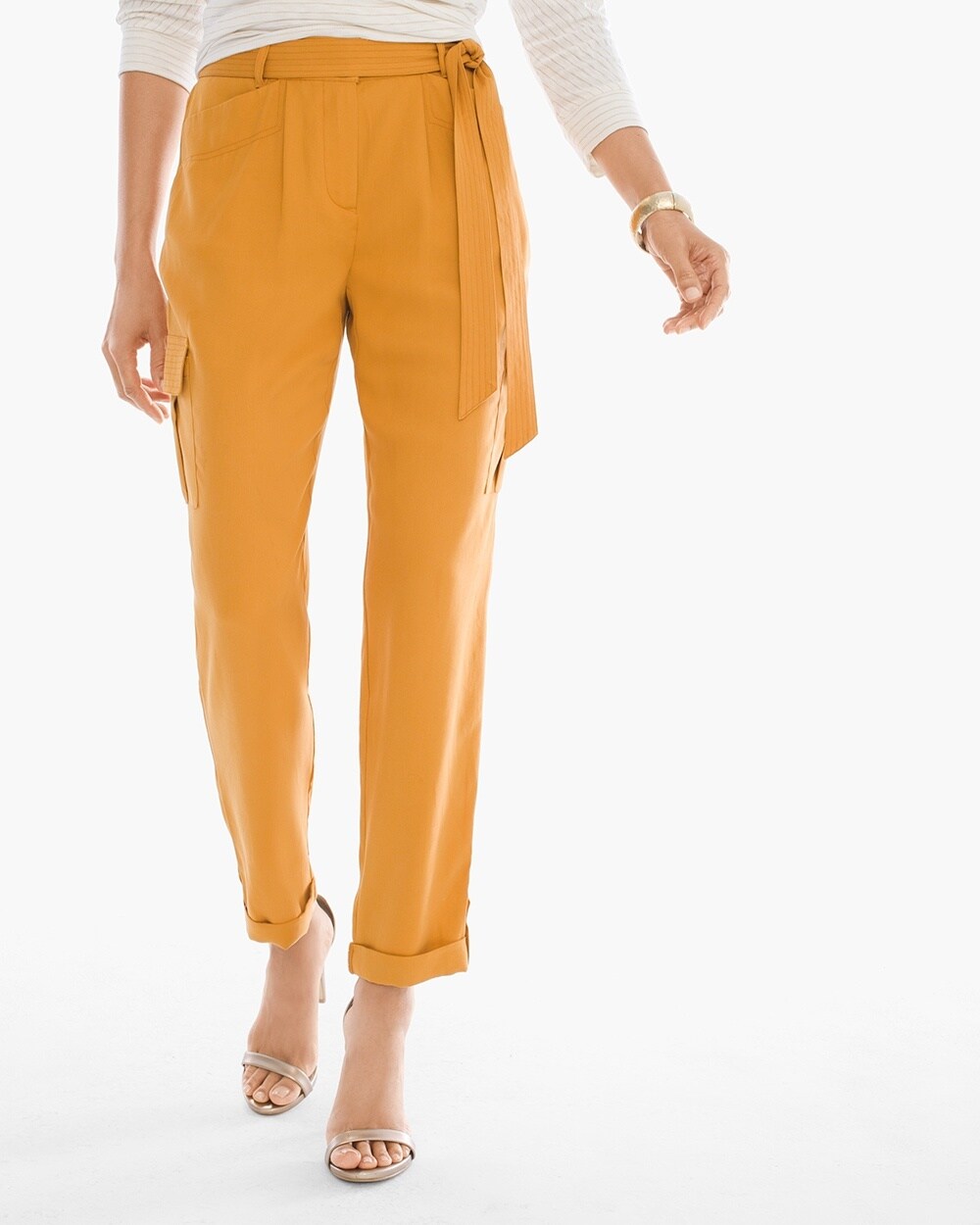 Textured Soft Utility Ankle Pants