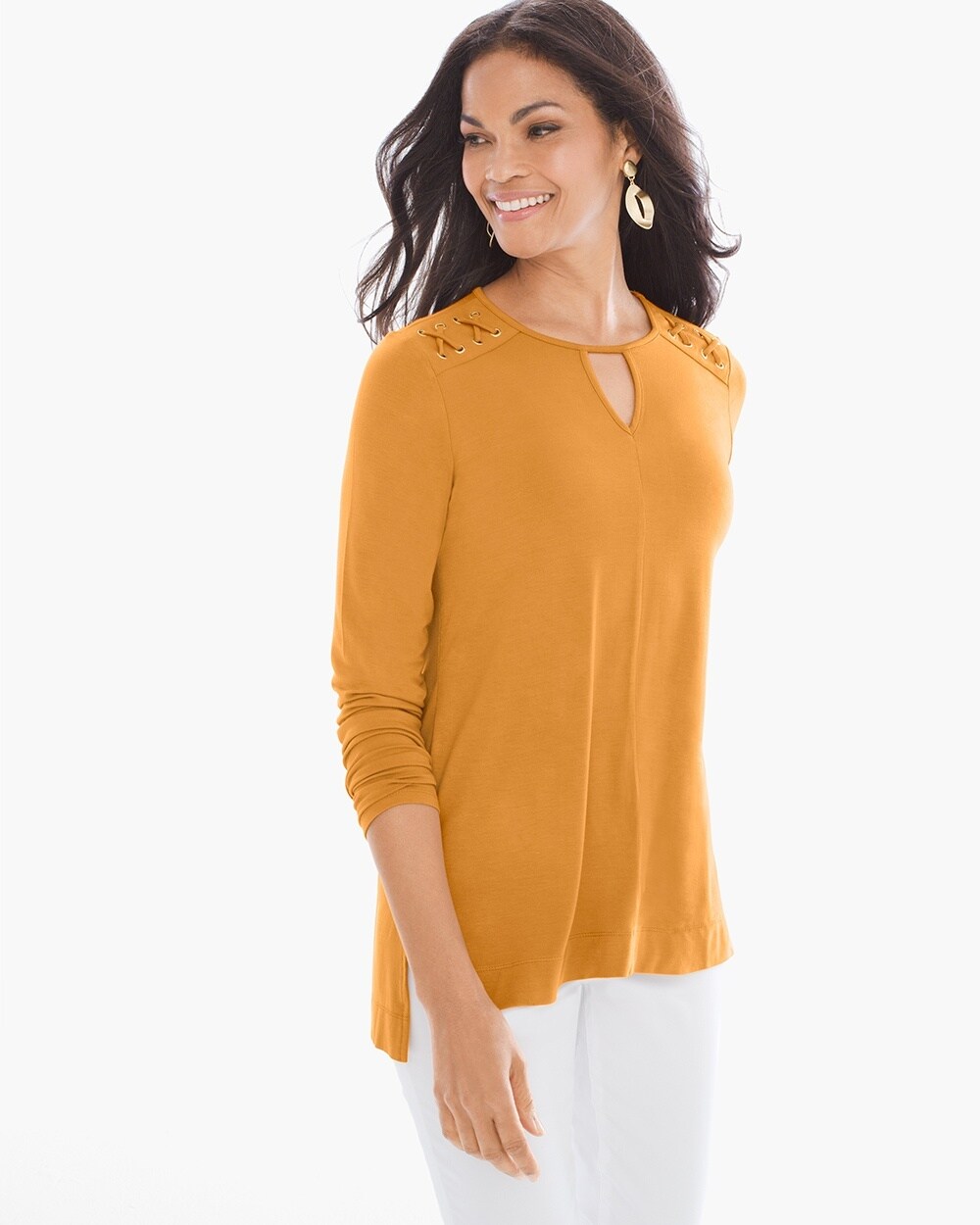 Lacing Detail Top in Burnt Yellow Ochre