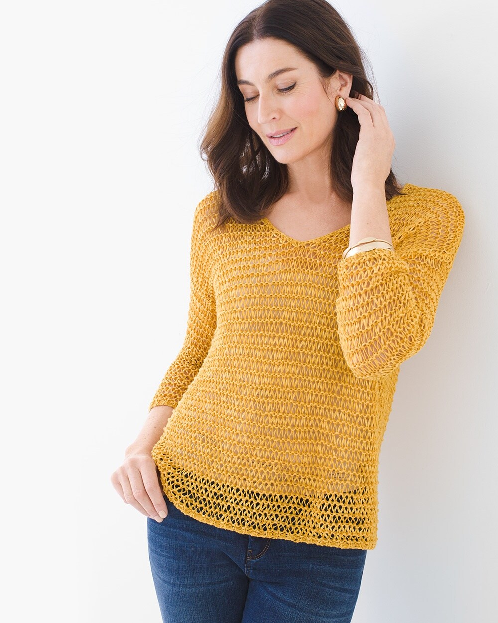 Ribbon Yarn Sweater in Glistening Yellow- NLA
