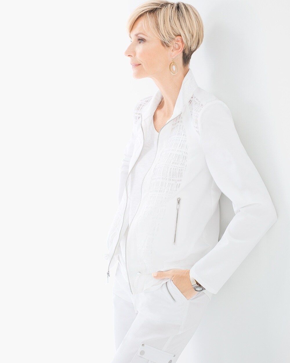 Zenergy Neema Textured Mix Jacket  in Optic White