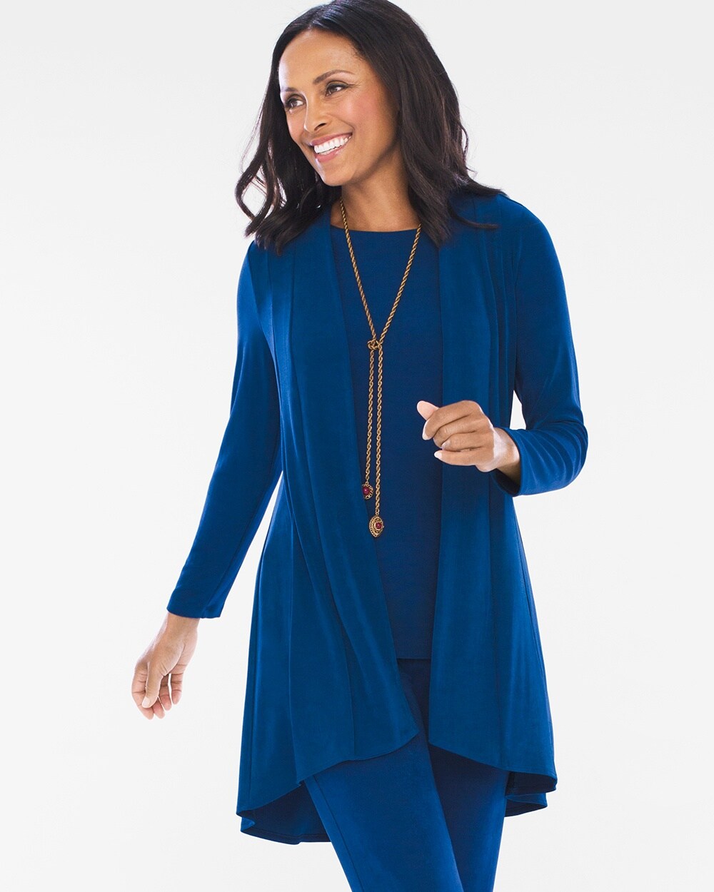 Travelers Classic Pleat-Detail Cardigan in Royal Blue