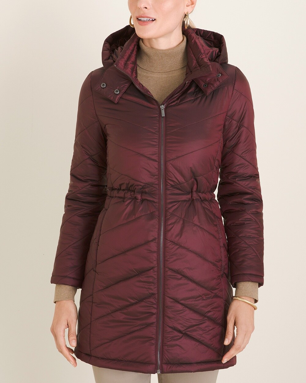 Packable Elongated Quilted Puffer Jacket
