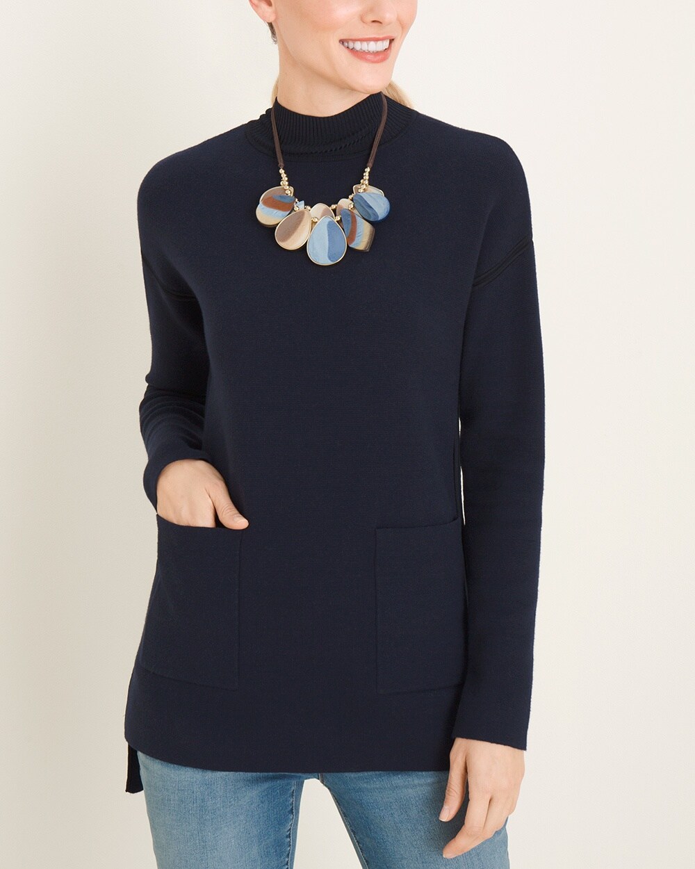 Milano-Stitch Mock-Neck Pullover Sweater