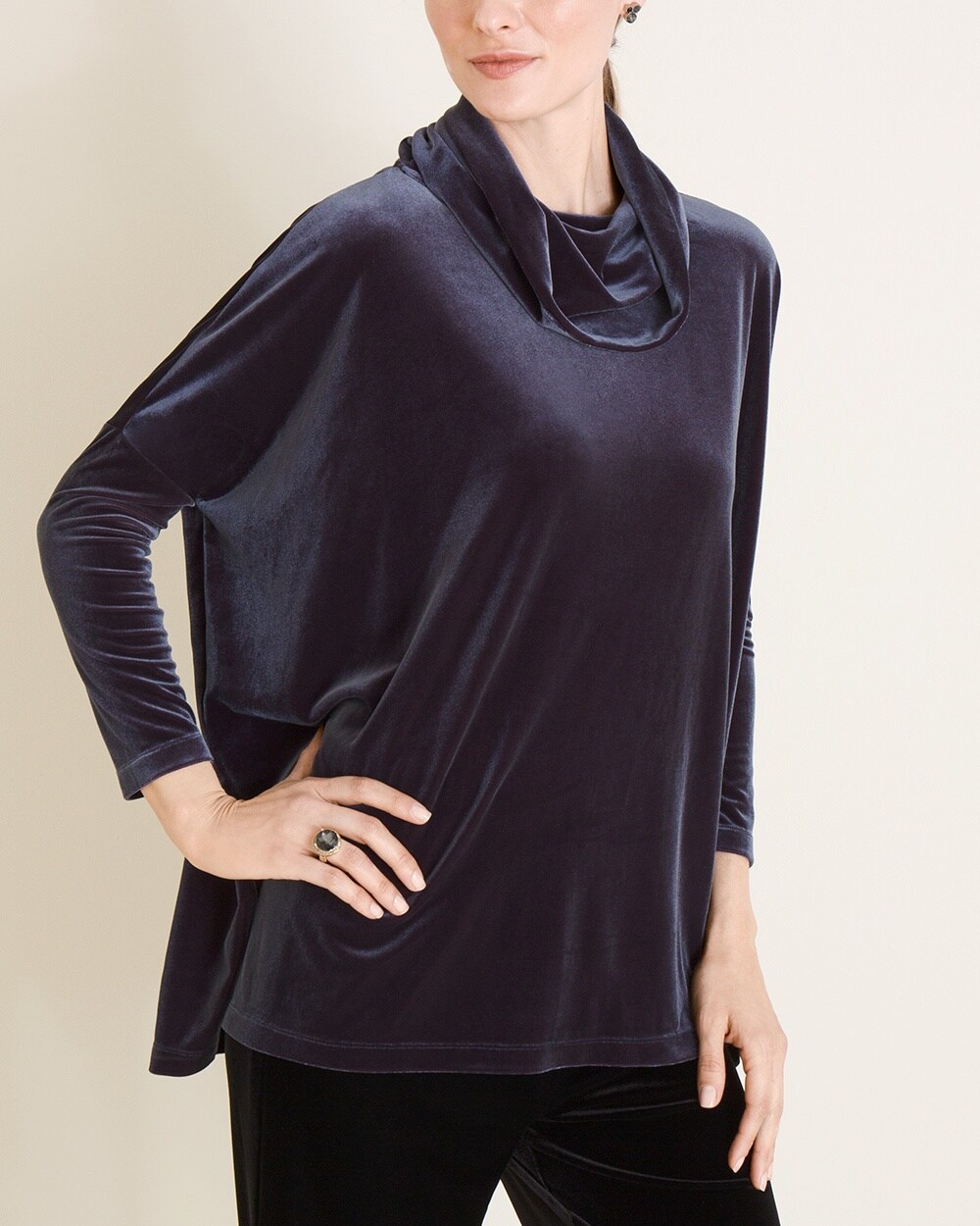 Travelers Collection Velour Cowl-Neck Top