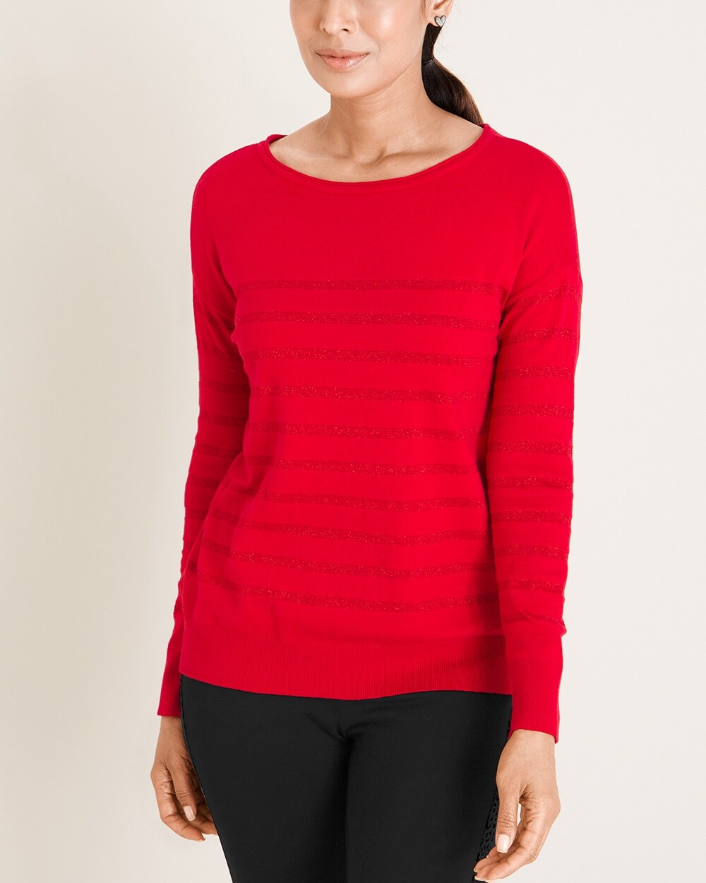 Zenergy Cotton-Cashmere Blend Lurex Stripe Sweater