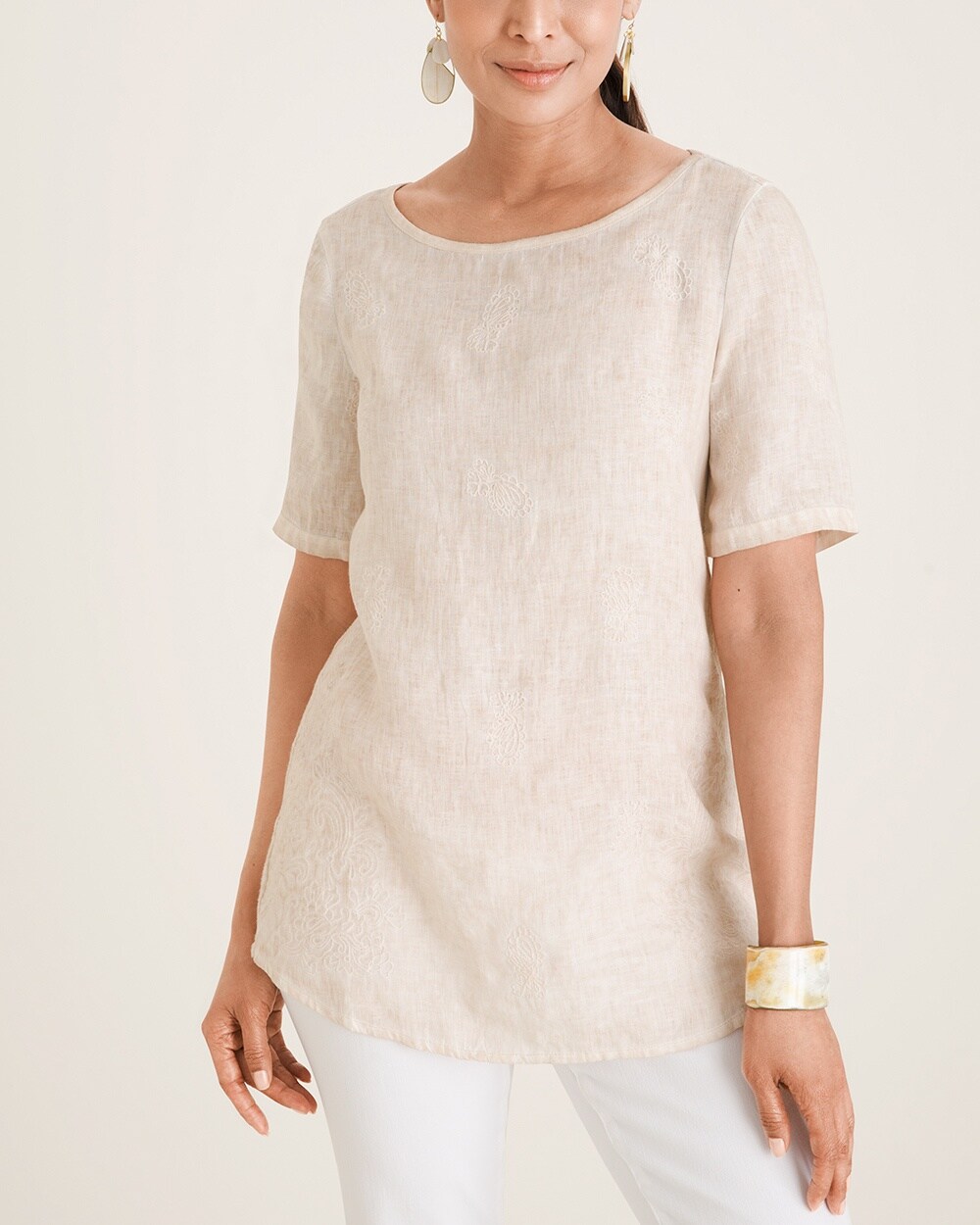 Embroidered Linen Tee
