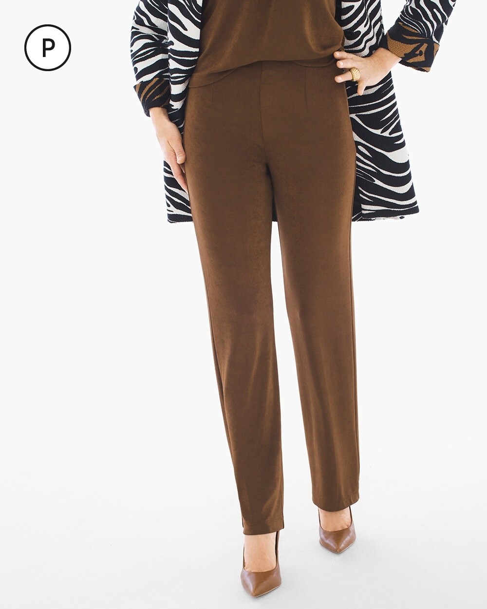 Travelers Classic Petite No Tummy Pants in Chestnut
