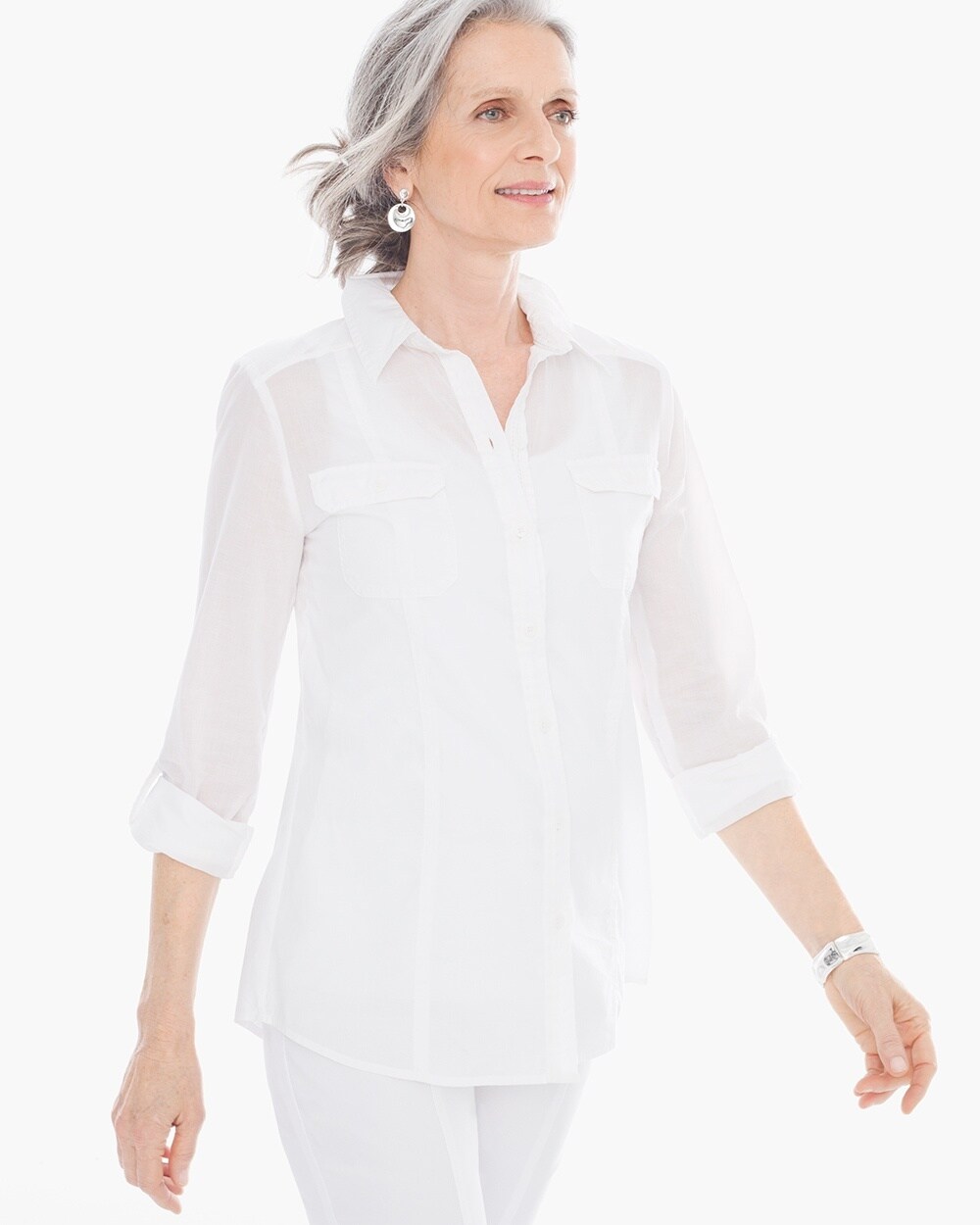 Cotton Voile Shirt in Optic White