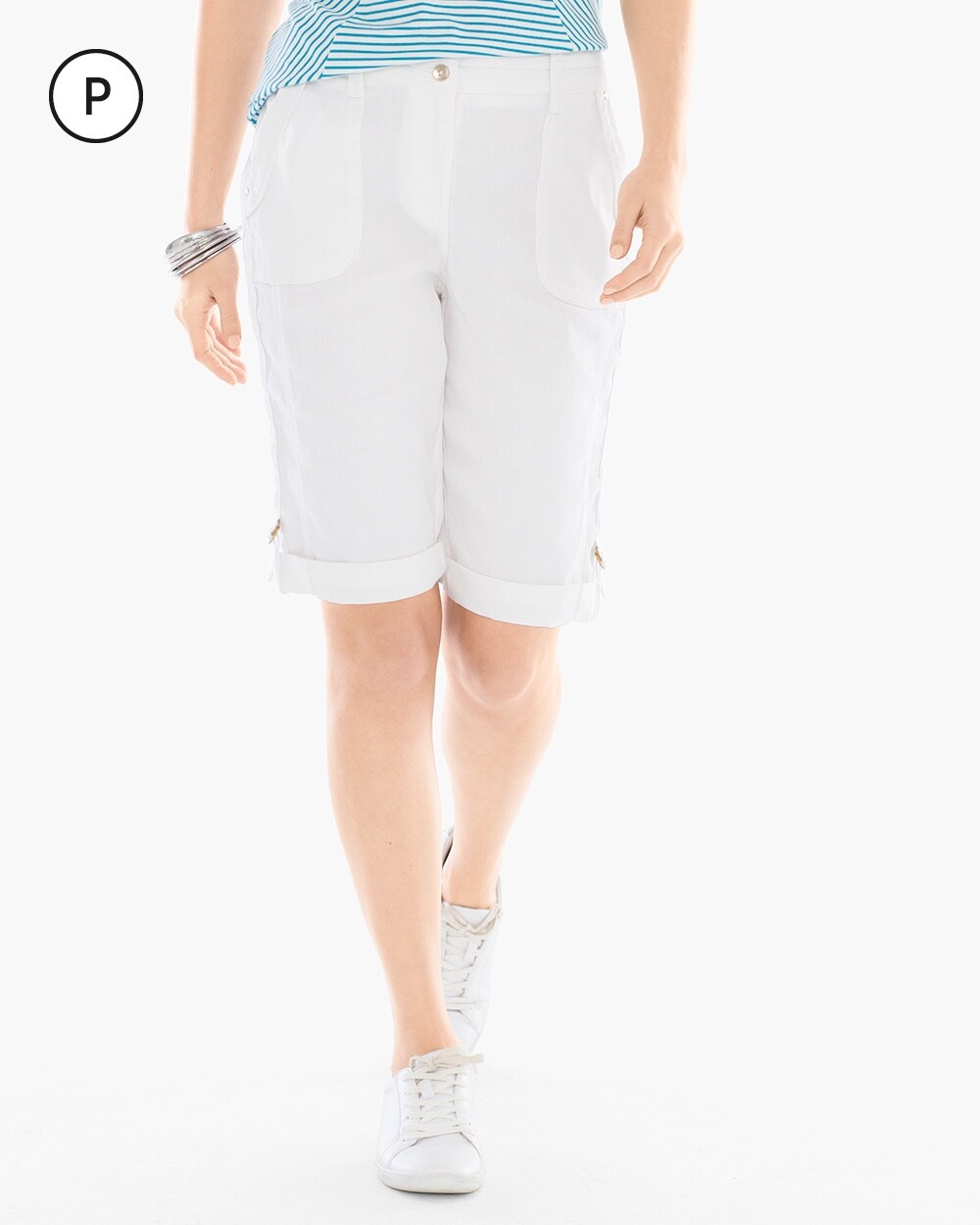 Petite Casual Utility Shorts in Alabaster