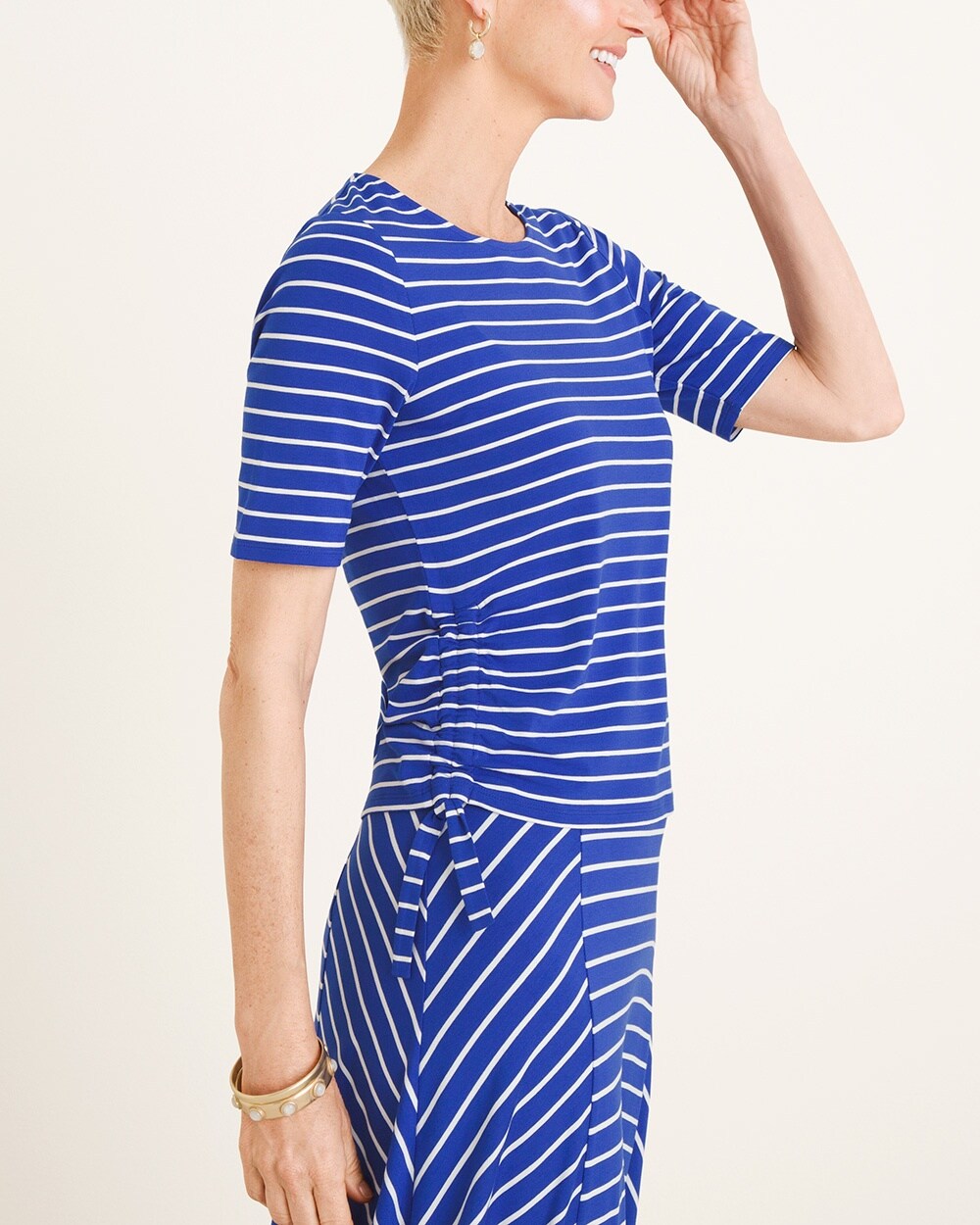 Striped Side-Ruched Top
