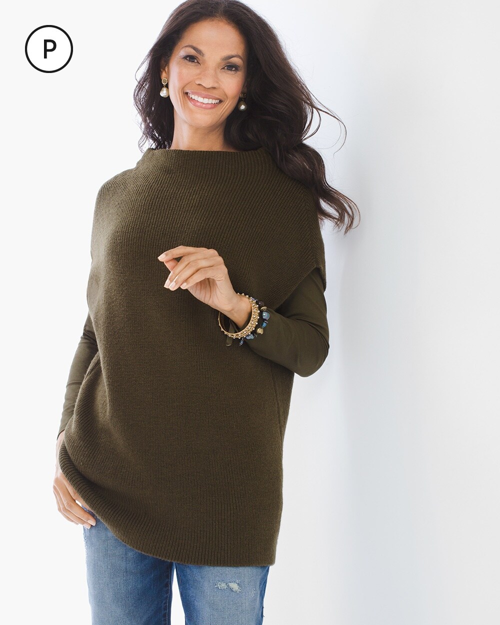 Petite Elle Pullover in Ambered Olive