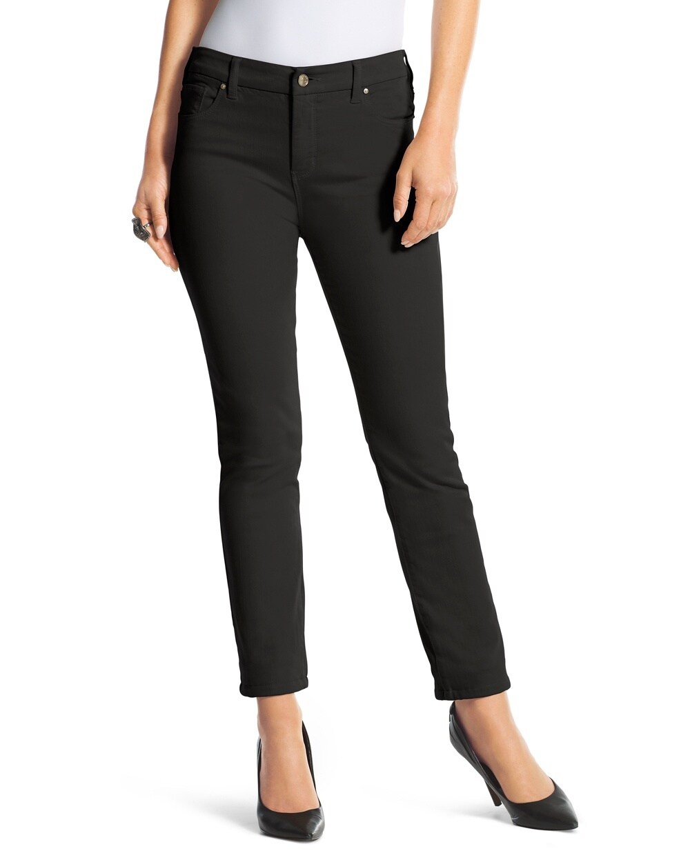 So Slimming Girlfriend Ankle Jeans in Black - Chico's