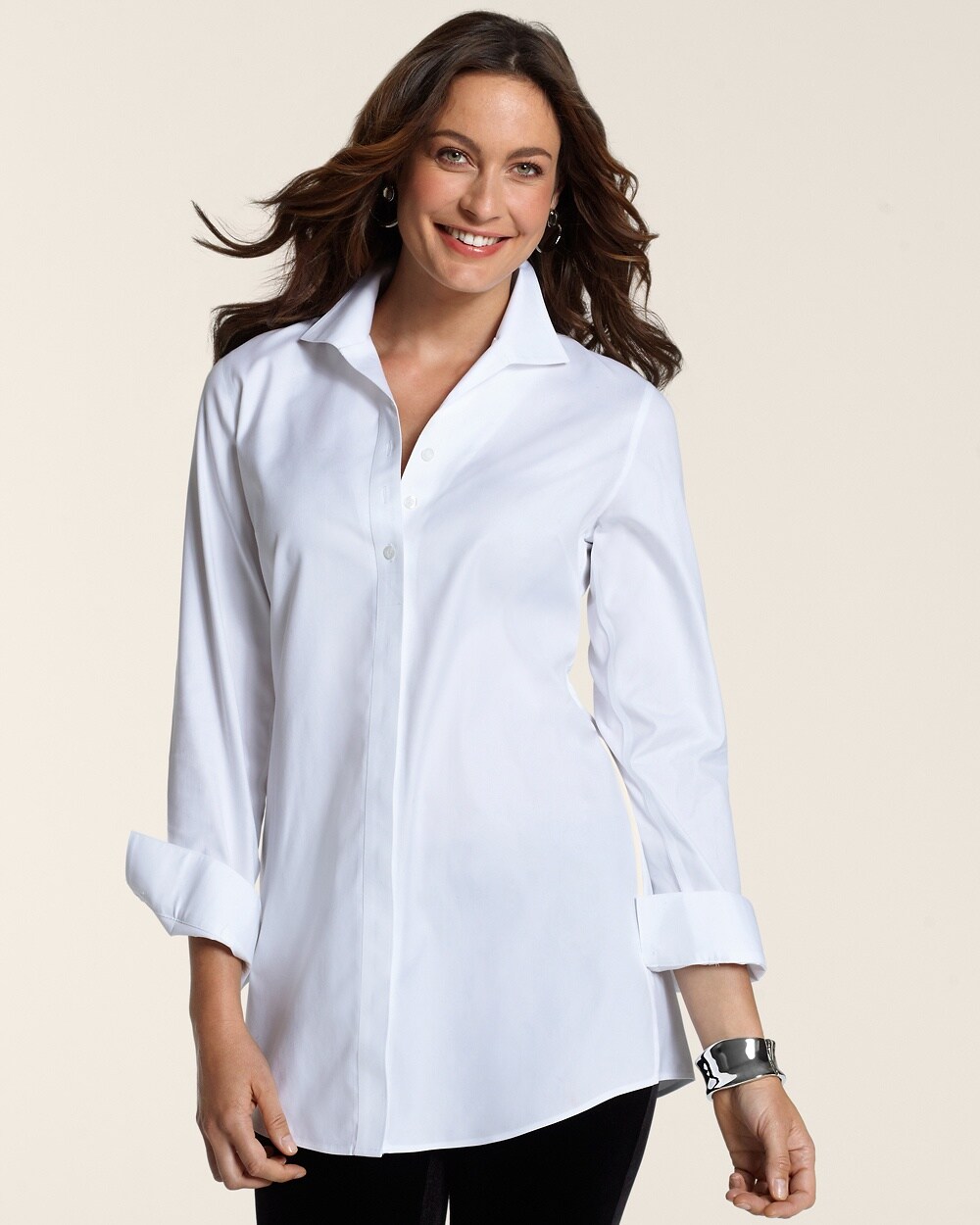 Chico white blouses long sleeve women dress