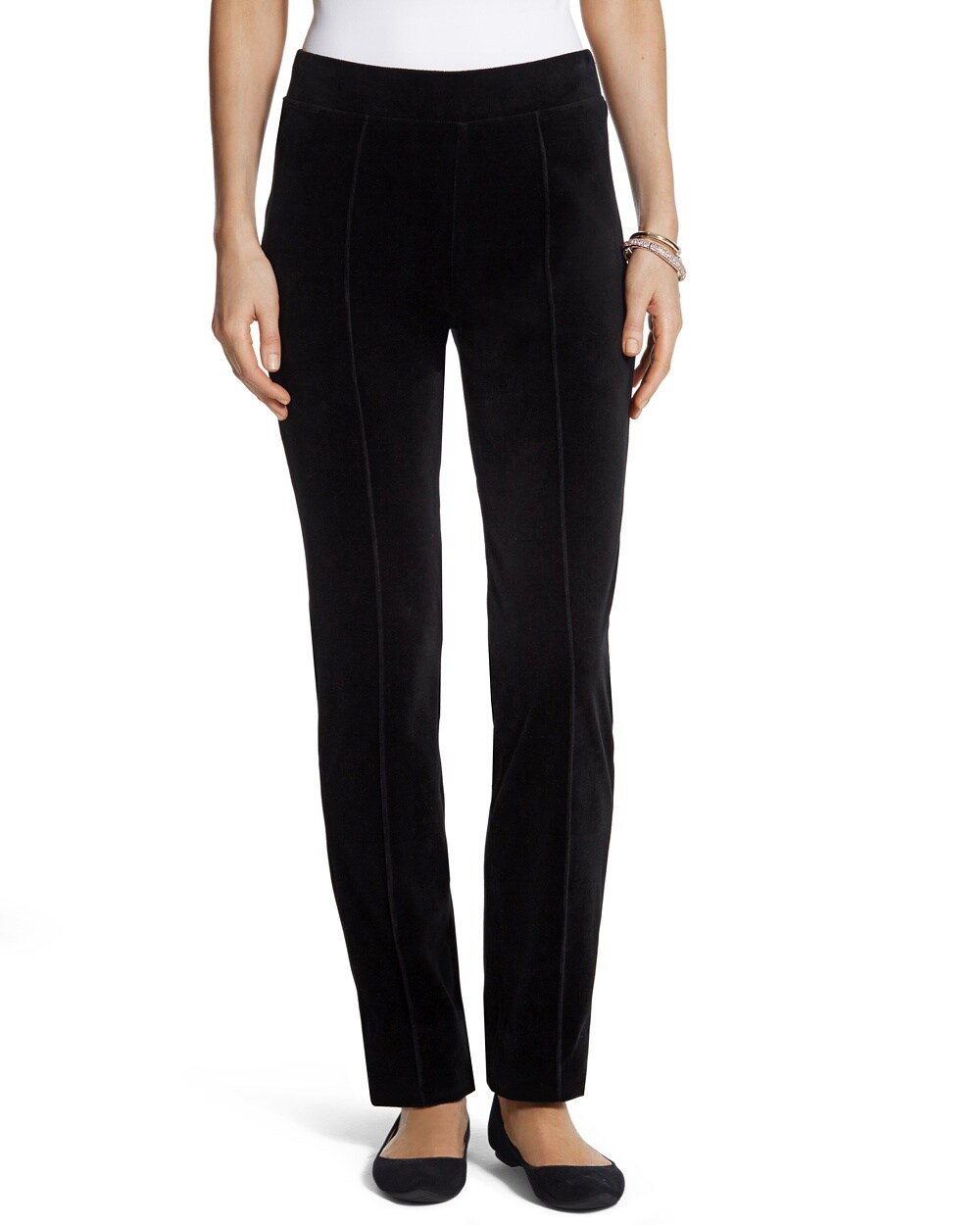 Velour Pintuck Pants in Black - Chicos