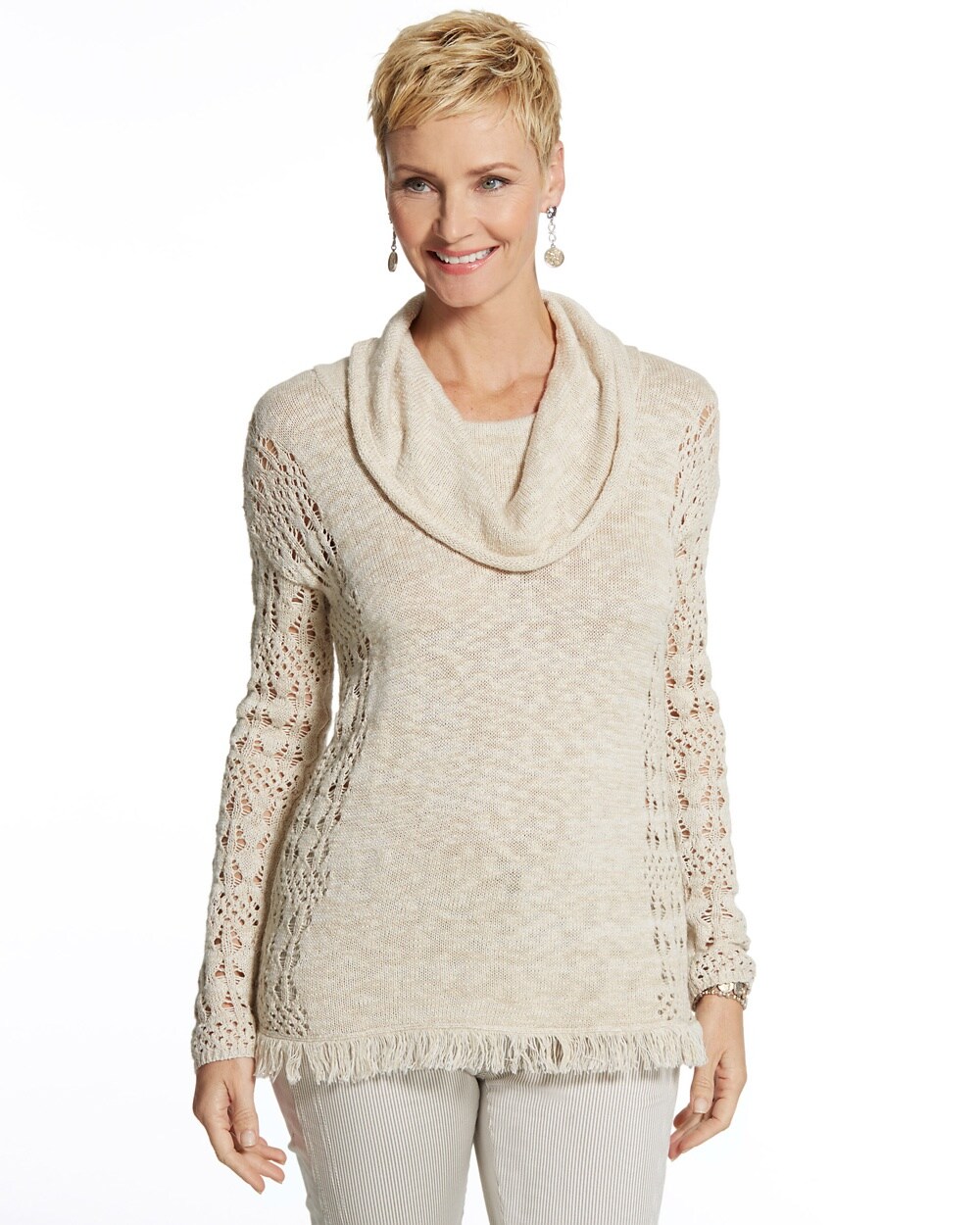 Tiffany Fringe Cowl Neck Sweater