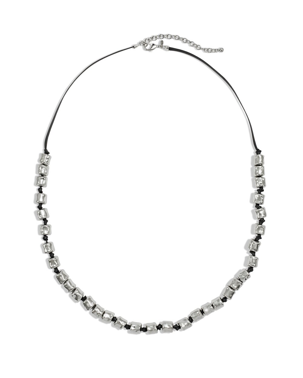Karley Long Silver Bead Necklace