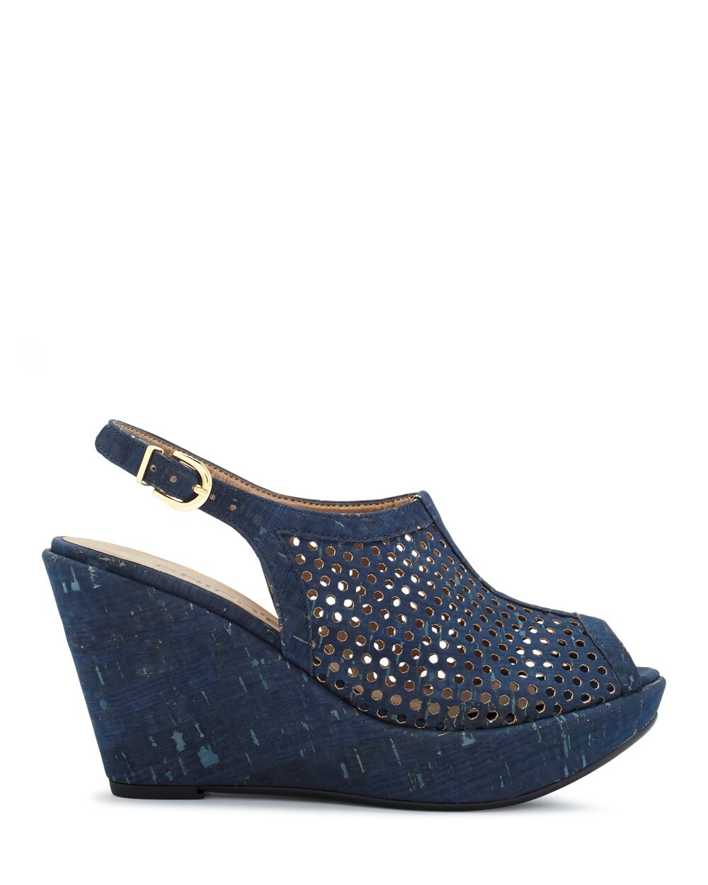 Elanor Danube Blue Cork Wedge Sandals