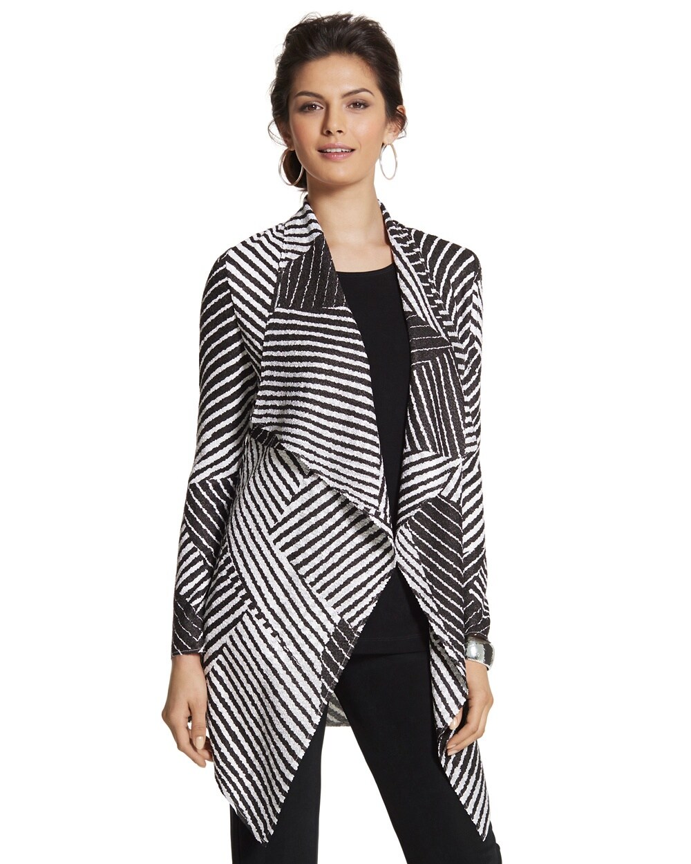 Travelers Collection Crushed Patchwork Striped Jacket
