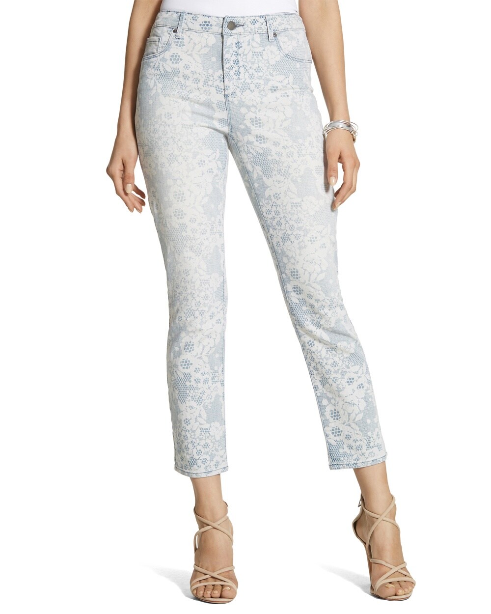 Platinum Denim Lace Crop Jeans in Indigo