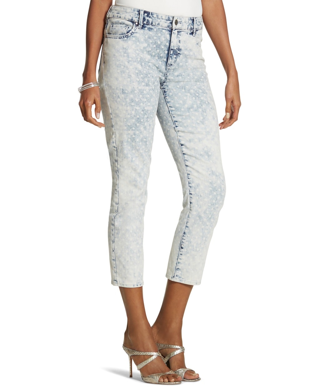 Platinum Denim Dot-Print Crop Jeans