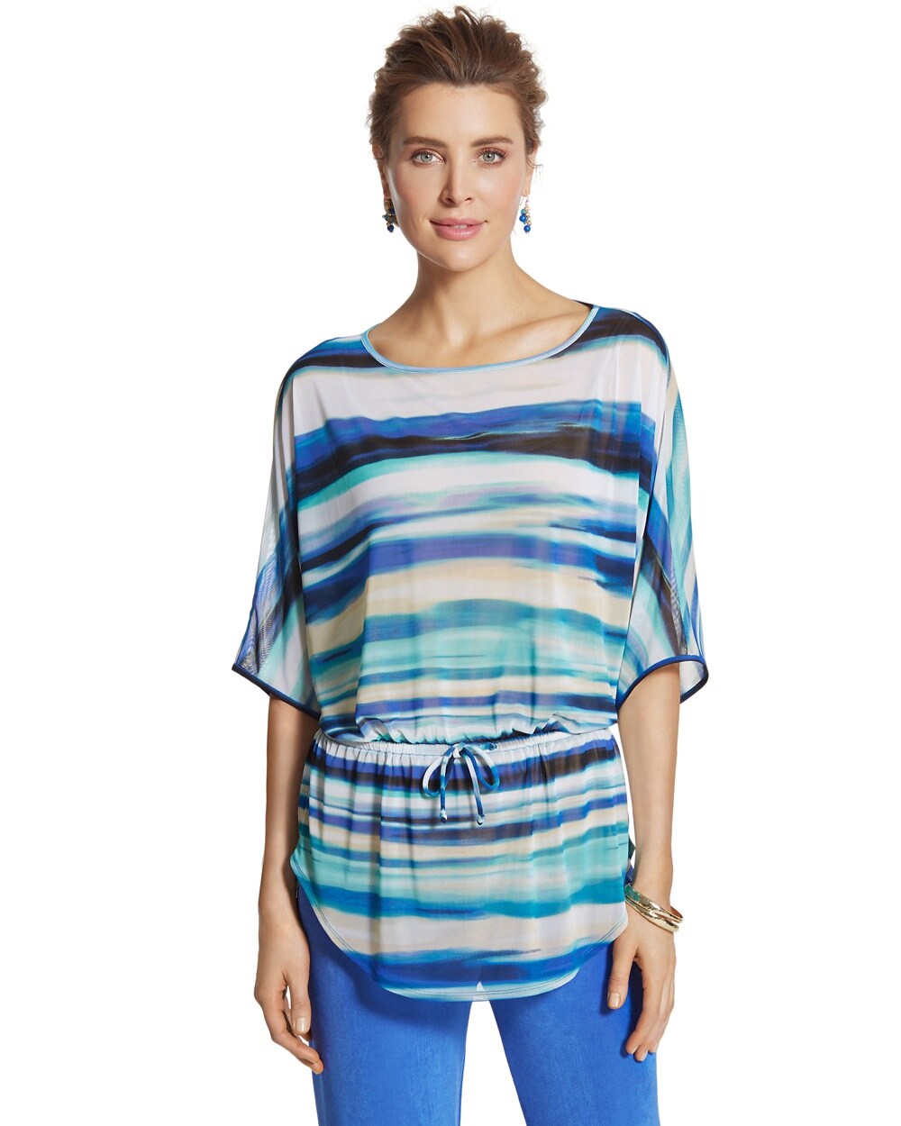 Travelers Collection Watercolor Striped Top