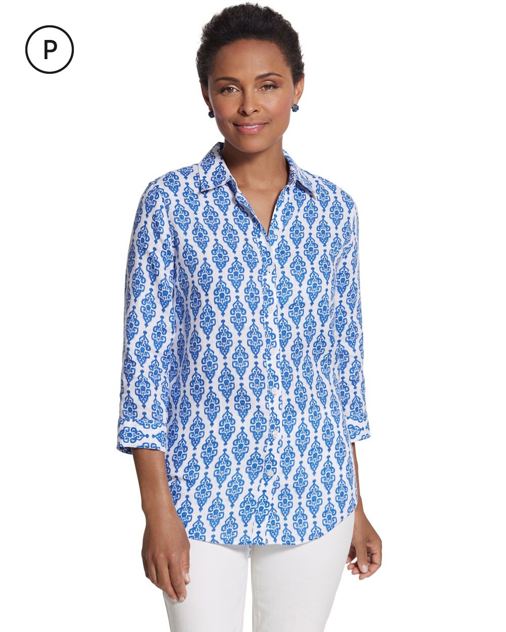 Petite Effortless Linen Batik Sina Shirt